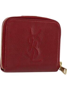 SAINT LAURENT Bifold Wallet Leather Red Gold
